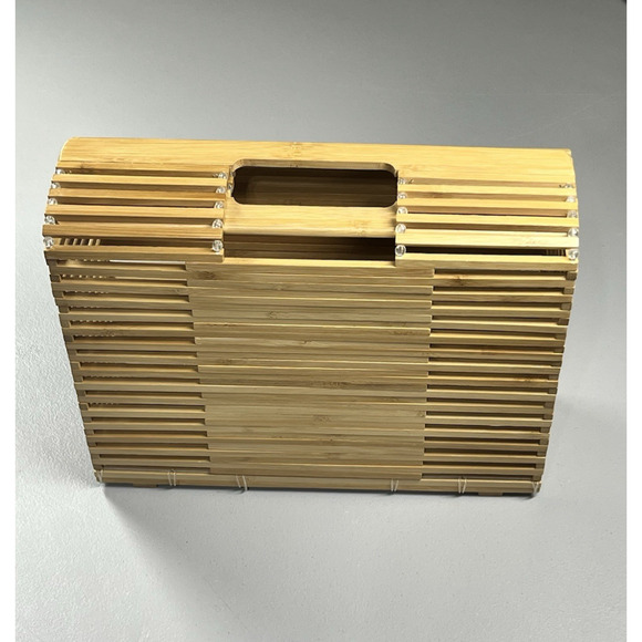 C&C California Bamboo Beach Collection Handbag Purse Satchel Small Wooden Tote - Picture 4 of 9